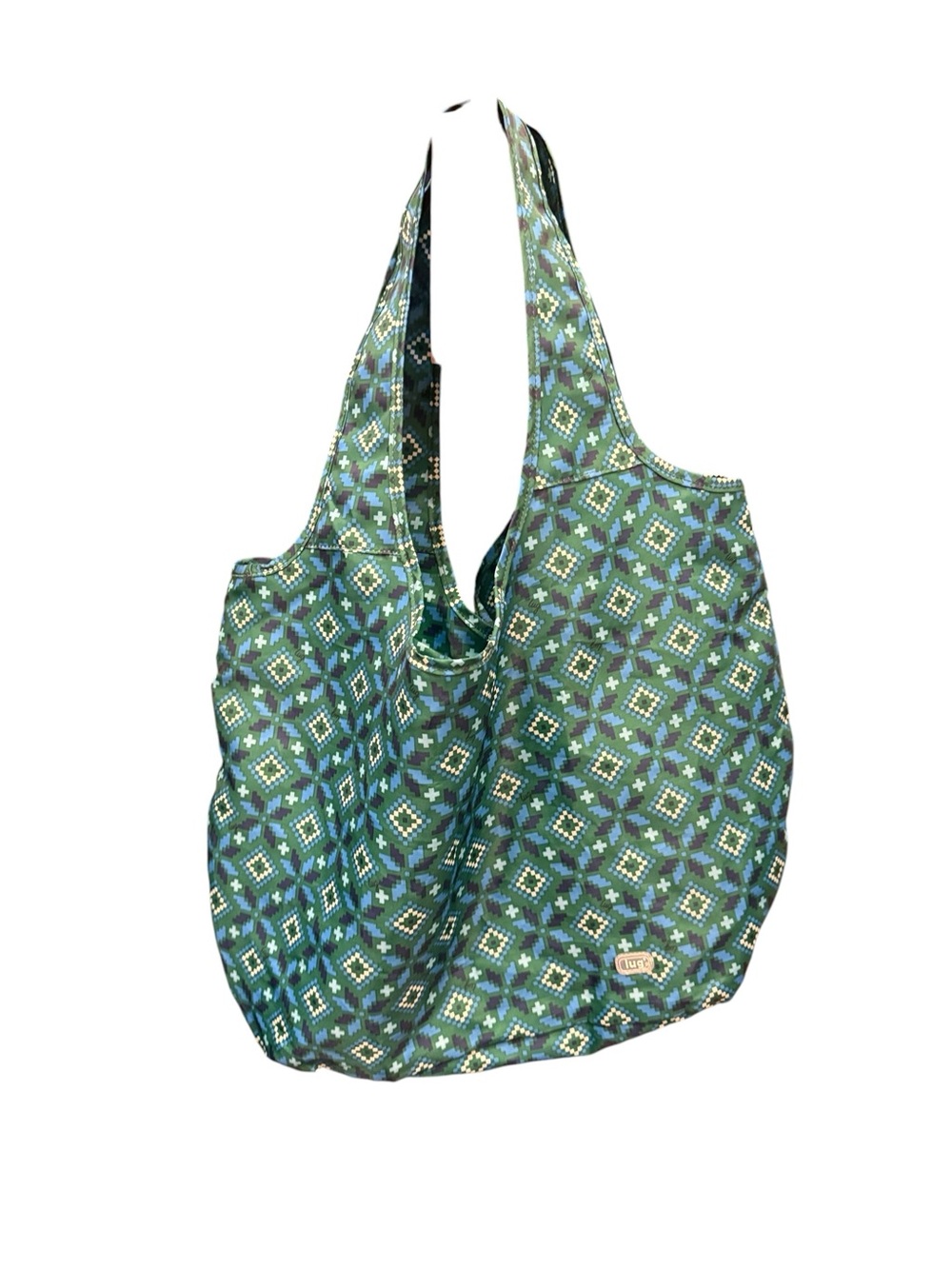 lug Green & Blue Geometric Reusable Packable Shopping Tote